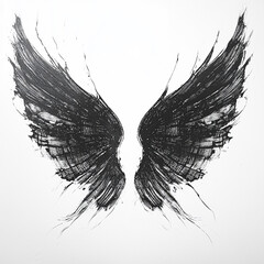 Obraz premium wings made of black lines with wind blowing 