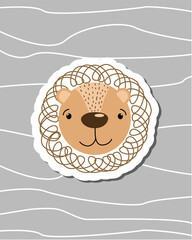 Vector hand drawn cute lion for stickers, greeting card, poster, invitation, print design