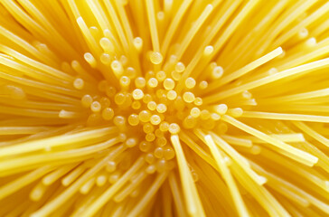 A close-up of spaghetti viewed from above
