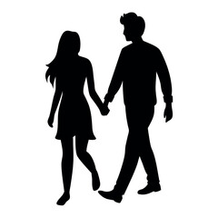 Flat design couple holding hands silhouette