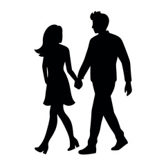 Flat design couple holding hands silhouette