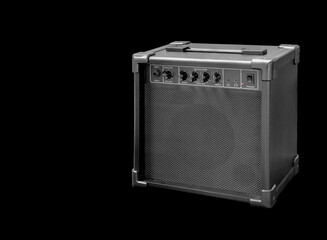 guitar amplifier on black background, with EQ for bass electric guitar