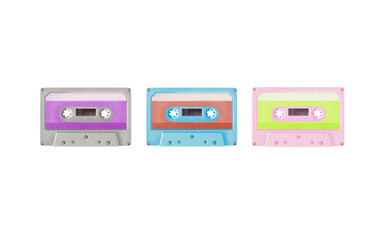 Cassette from portable 80's, 90's style retro player in blue color. Watercolor illustration isolated on white in realistic style for websites, posters for theme party