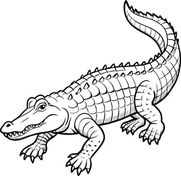 recommend clip art: crocodile line art vector illustration silhouette, Print