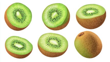 Fototapeta premium A set of different arrangements of kiwi fruits