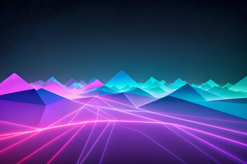 A virtual reality landscape with data streams and glowing geometric shapes, representing digital immersion 