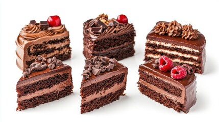Design an image featuring a set of four chocolate cakes
