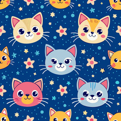 seamless background with cats Pattern 