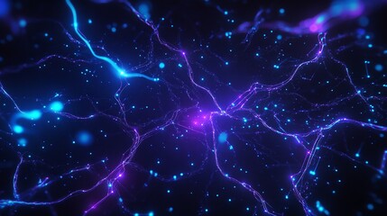 Fototapeta premium A captivating abstract representation of glowing neural connections in vibrant colors, ideal for science and technology themes.