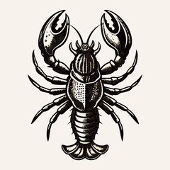 Detailed Vintage Lobster Illustration Retro Maritime Sea Creature Art