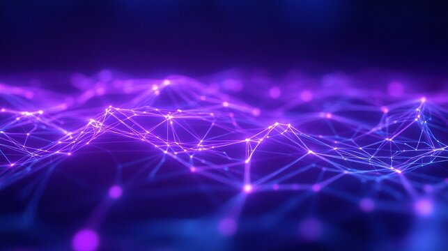 A stunning abstract background featuring glowing purple lines and nodes, representing connectivity and innovation in digital space.