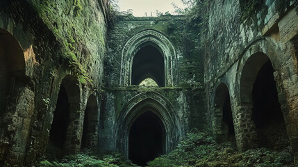 An ancient castle with secret tunnels, hidden within a labyrinth of forgotten corridors.