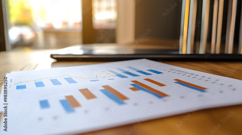 Poster paper with multi-colored graph bars displayed on it.