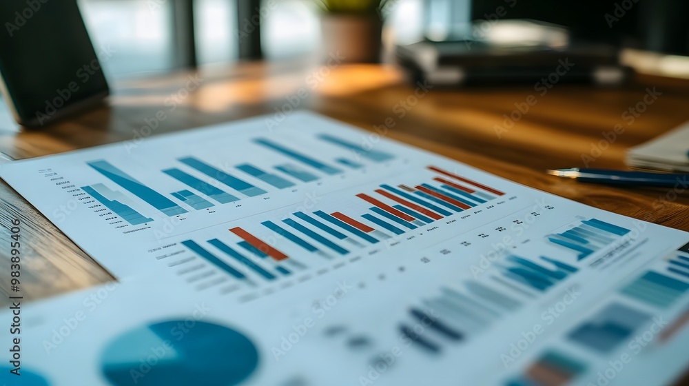Aufkleber paper with multi-colored graph bars displayed on it.