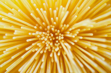 Close-up of  spaghetti is arranged in an octagonal pattern