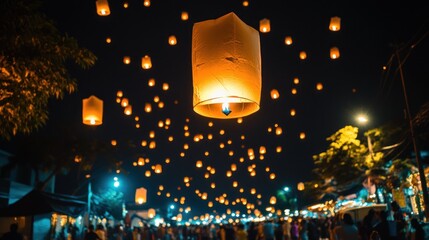 Floating Lanterns Light Up the Night Sky