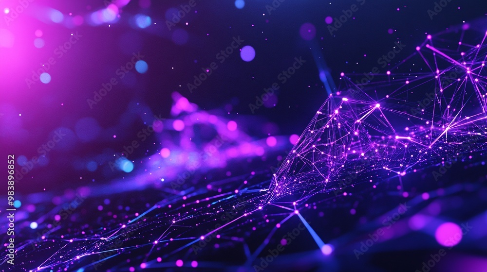 Aufkleber a vibrant abstract design featuring glowing lines and dots, creating a dynamic digital landscape in 