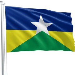 State of Rondônia flag (Brazil) - Bandeira do Estado do Rondônia - (Brasil) em 3D - PNG fundo transparente