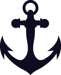 Vector illustration of a sea colorful and silhouette anchor isolated on white background