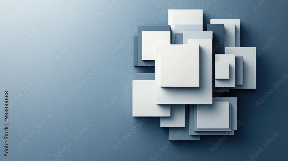 Poster abstract composition of overlapping geometric squares
