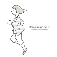 上昇思考の強いポジティブなビジネスウーマン　シンプルでお洒落な線画イラスト