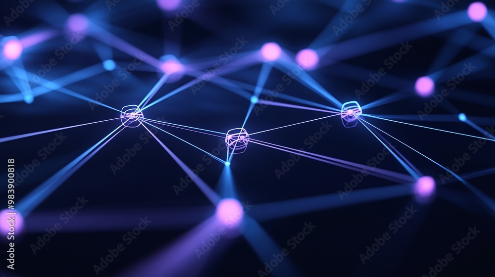 Poster a vibrant network of interconnected nodes, showcasing a dynamic flow of energy and information in a 