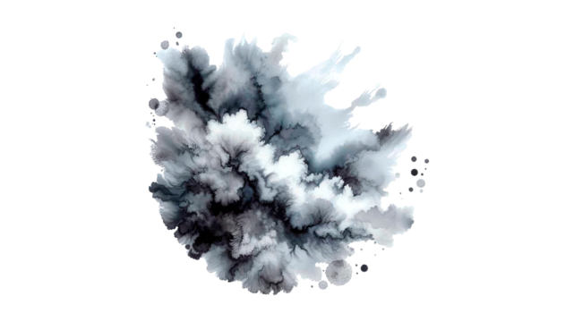 Gray paint brush strokes in watercolor isolated against transparent - Powered by Adobe