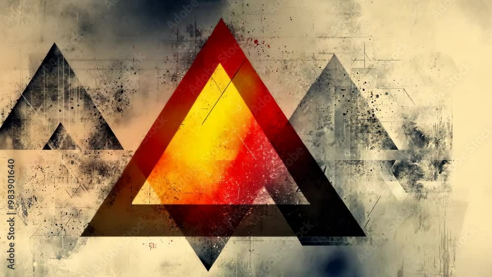 Poster abstract geometric patterns with vibrant colors and textures in a creative artistic design