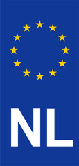 Dutch Euroband with National Symbol: Blue Background Representing European Union and Dutch Identity for Vehicle Registration.
