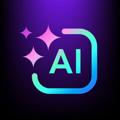 AI Generate logo, Artificial Intelligence colorful rainbow Gradient icon modern minimal Stars icon vector design , for your futuristic website or application image generator with AI