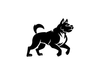 Obraz premium Dog Silhouette clip art line art vector black color silhouette and white background.