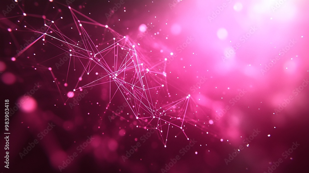 Poster abstract digital background with glowing pink connections and particles, creating a dynamic and futu