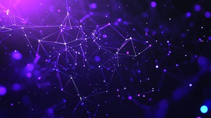 Fototapeta premium Abstract digital background with glowing purple particles and interconnected lines, ideal for technology and innovation themes.