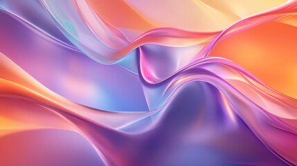Naklejka premium Smooth, colorful shapes move and flow, creating a modern and trendy background. The holographic colors add a futuristic feel.