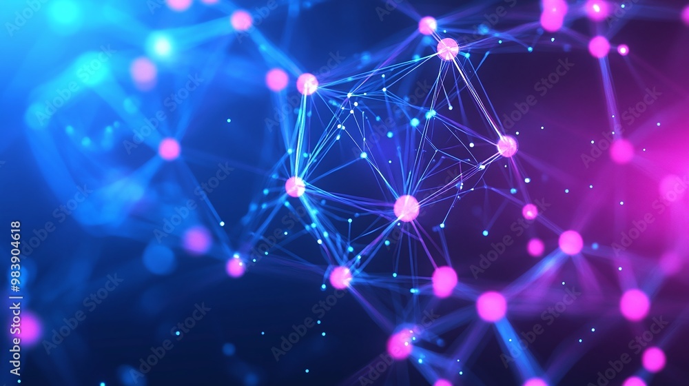 Aufkleber abstract digital network background with vibrant colors and glowing nodes. ideal for technology and 