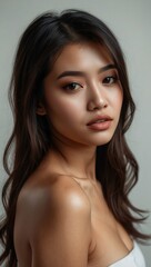 Fototapeta premium Portrait of a woman with natural beauty and soft lighting