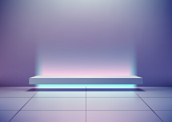 Futuristic Neon Product Display with Minimalist Podium, Ideal for Modern and Tech Showcases