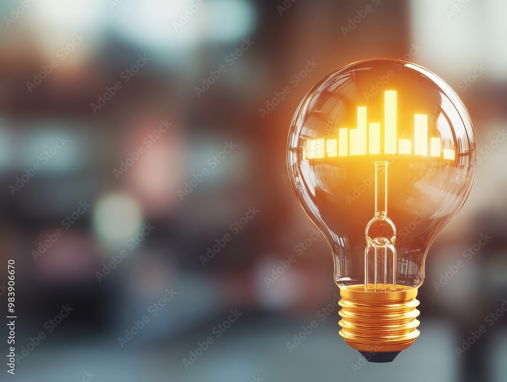 Poster a glowing light bulb with an embedded graph symbolizes innovation and creativity in ideas and busine