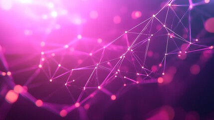 Abstract network design with vibrant pink and purple colors, showcasing dynamic connections and modern tech elements.