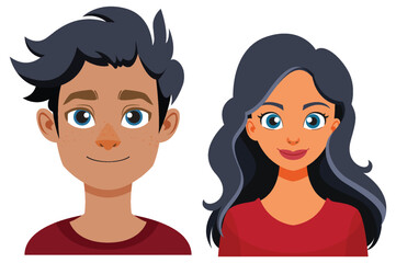 Smiling Man and Woman Illustration
