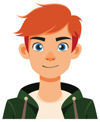 Smiling Red-Haired Cartoon Boy