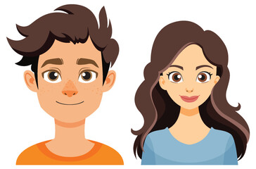 Smiling Man and Woman Illustration