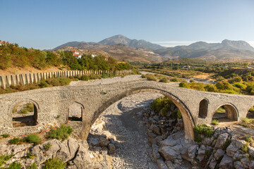 Mountain landscape in Albania. The beautiful summer nature in Europe. Adventure travel in Albania.