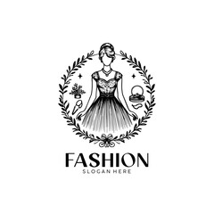 abstract premium modern woman fashion logo template suitable for boutique, shop, online business, e commerce shop. vintage fashion editable vector logo