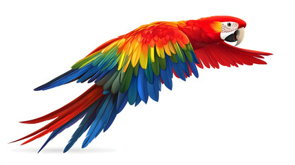 Fototapeta premium Colorful flying parrot with white background.