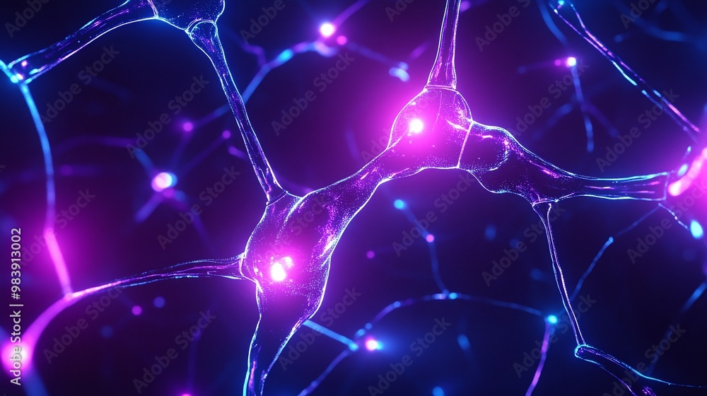 Poster colorful abstract representation of neural connections showcasing glowing neurons and networks in a 