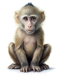 Obraz premium Baby baboon realistic illustration isolated on white background