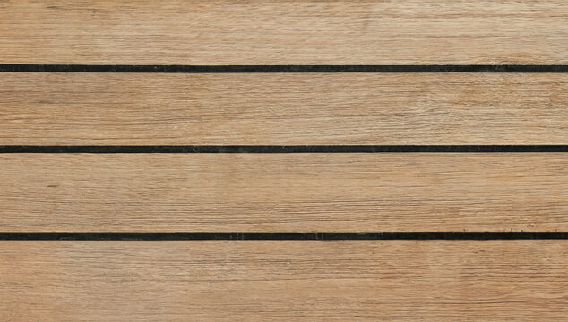 Teak Wood Floor Texture on Cruise Ship Deck &ndash; Top View
