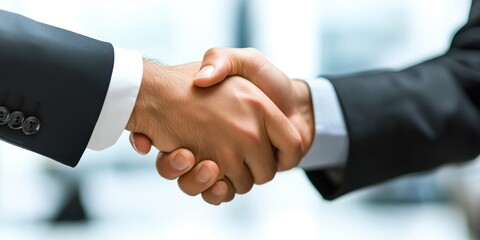 Obraz premium A close-up shot of a professional handshake between two businesspeople,