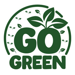 Go green icon illustration.
go green. Go Green icon with eco-friendly slogan - green pin with plant leaf and message inside -  motivation